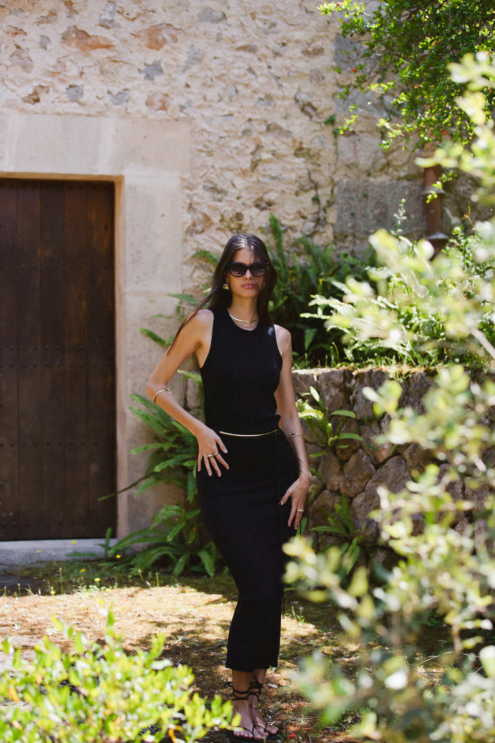 WIDE RIB HIGH NECK MAXI DRESS