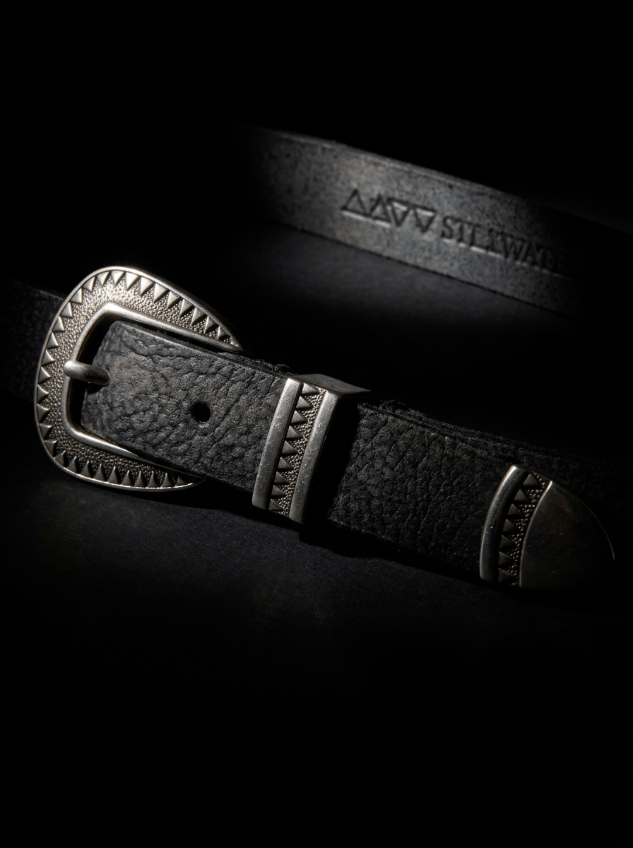 The Single Stillwater Belt - Vintage Black Buffalo Leather