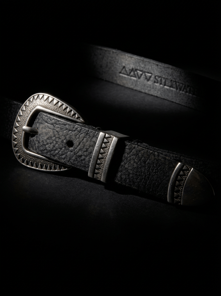 The Single Stillwater Belt - Vintage Black Buffalo Leather