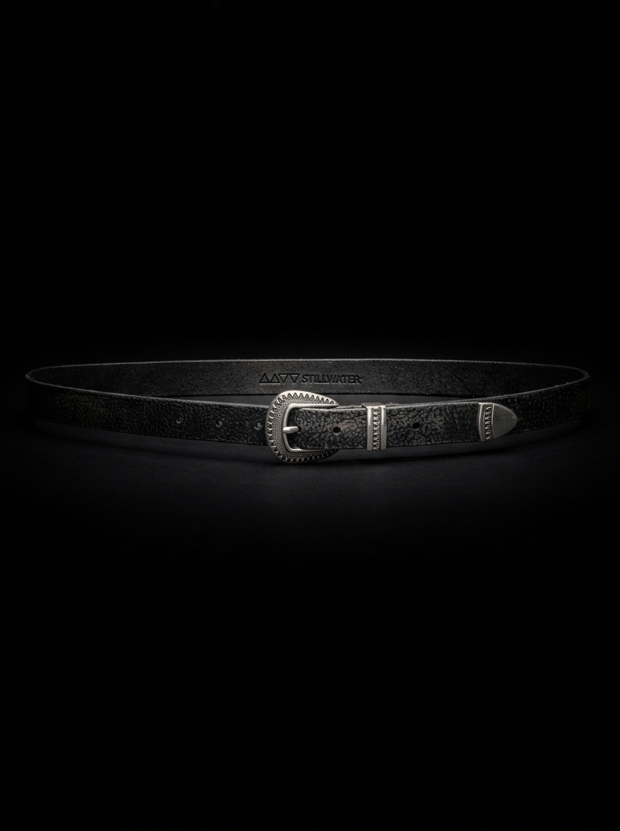 The Single Stillwater Belt - Vintage Black Buffalo Leather