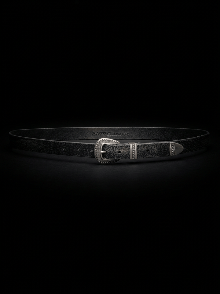 The Single Stillwater Belt - Vintage Black Buffalo Leather