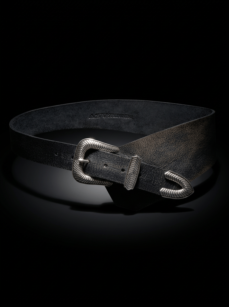 The Sadie Belt - Vintage Black Buffalo Leather