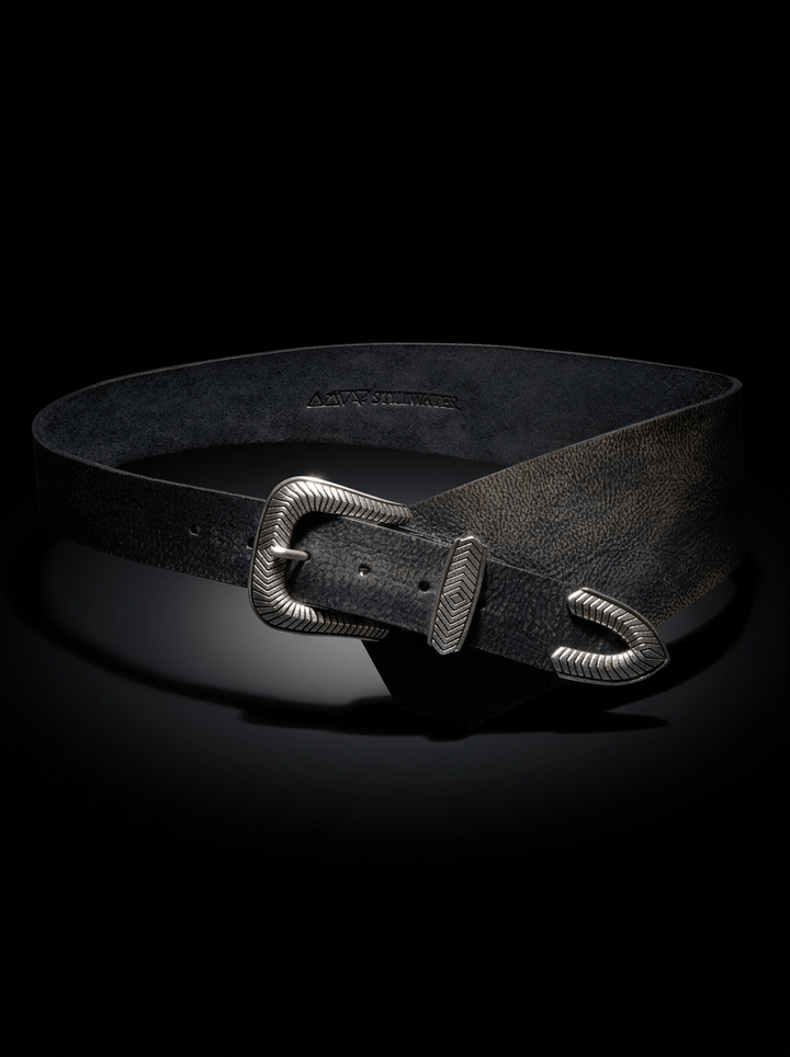 The Sadie Belt - Vintage Black Buffalo Leather
