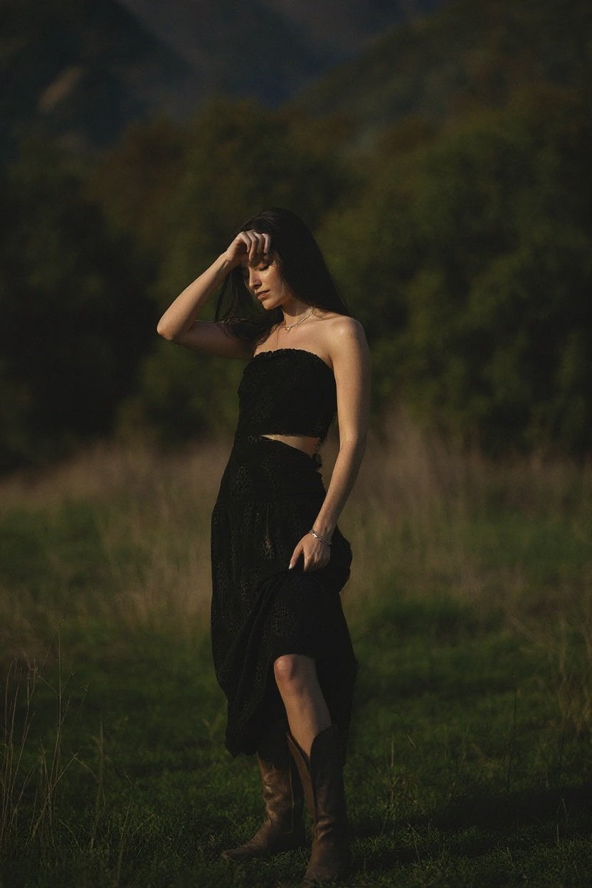THE EYELET GARDEN PARTY MAXI X-SMALL / Black