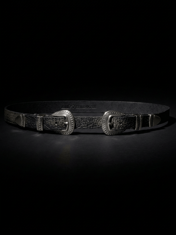The Original Stillwater Belt - Vintage Black Buffalo Leather