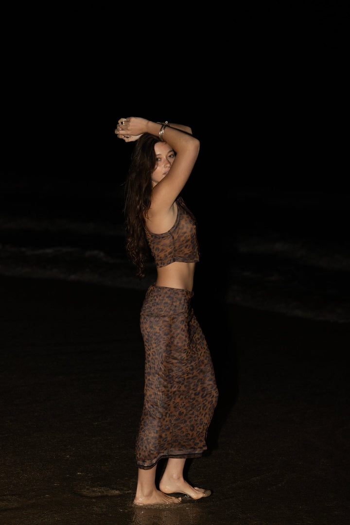 MESH FOLD DOWN MAXI SKIRT