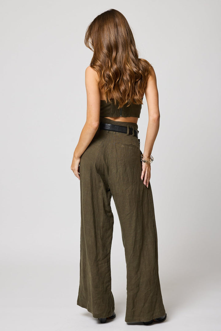 LINEN KNOTCH WAIST PANT