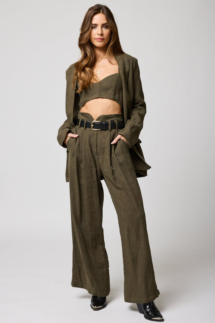 LINEN KNOTCH WAIST PANT