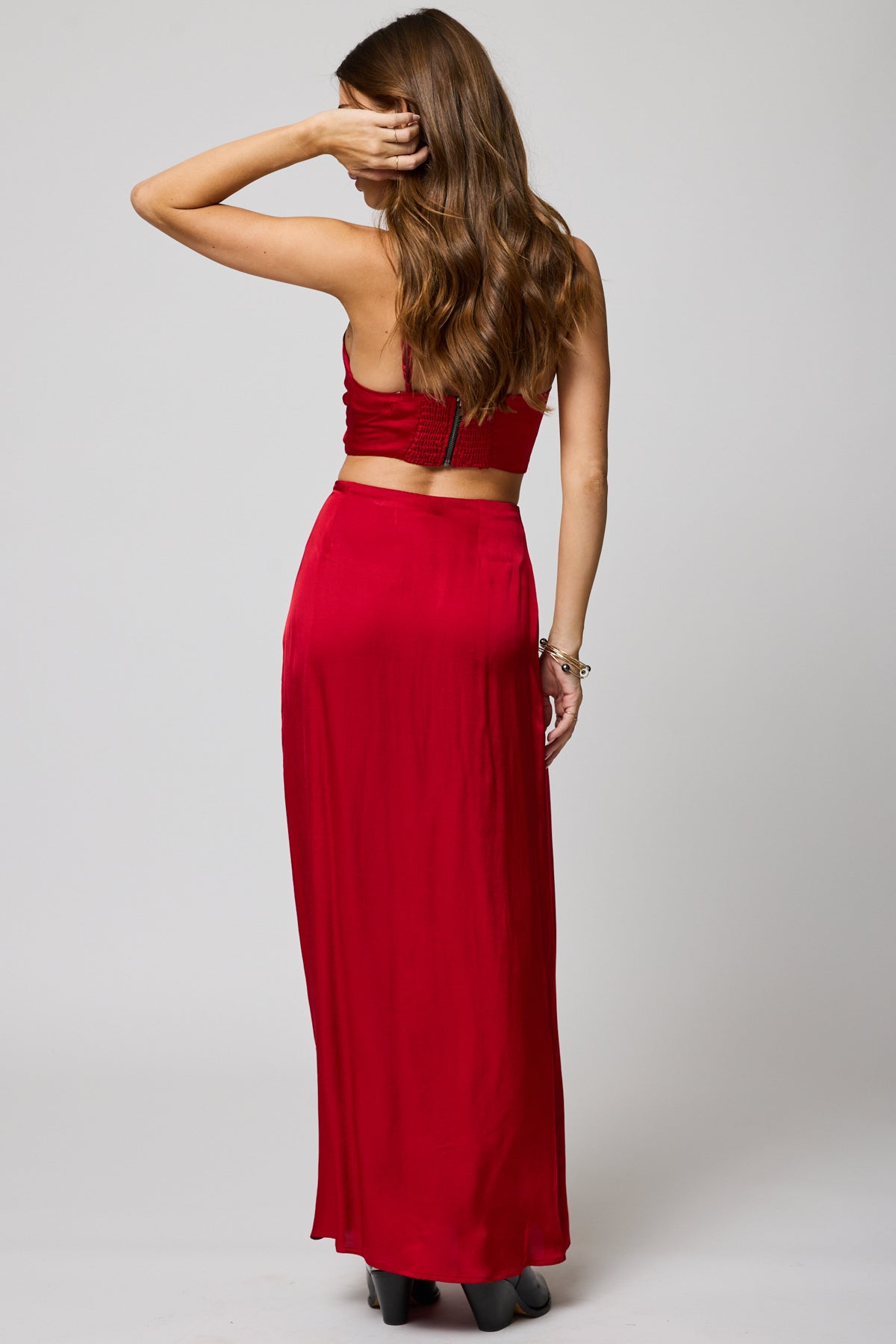 Red maxi evening skirt cheap