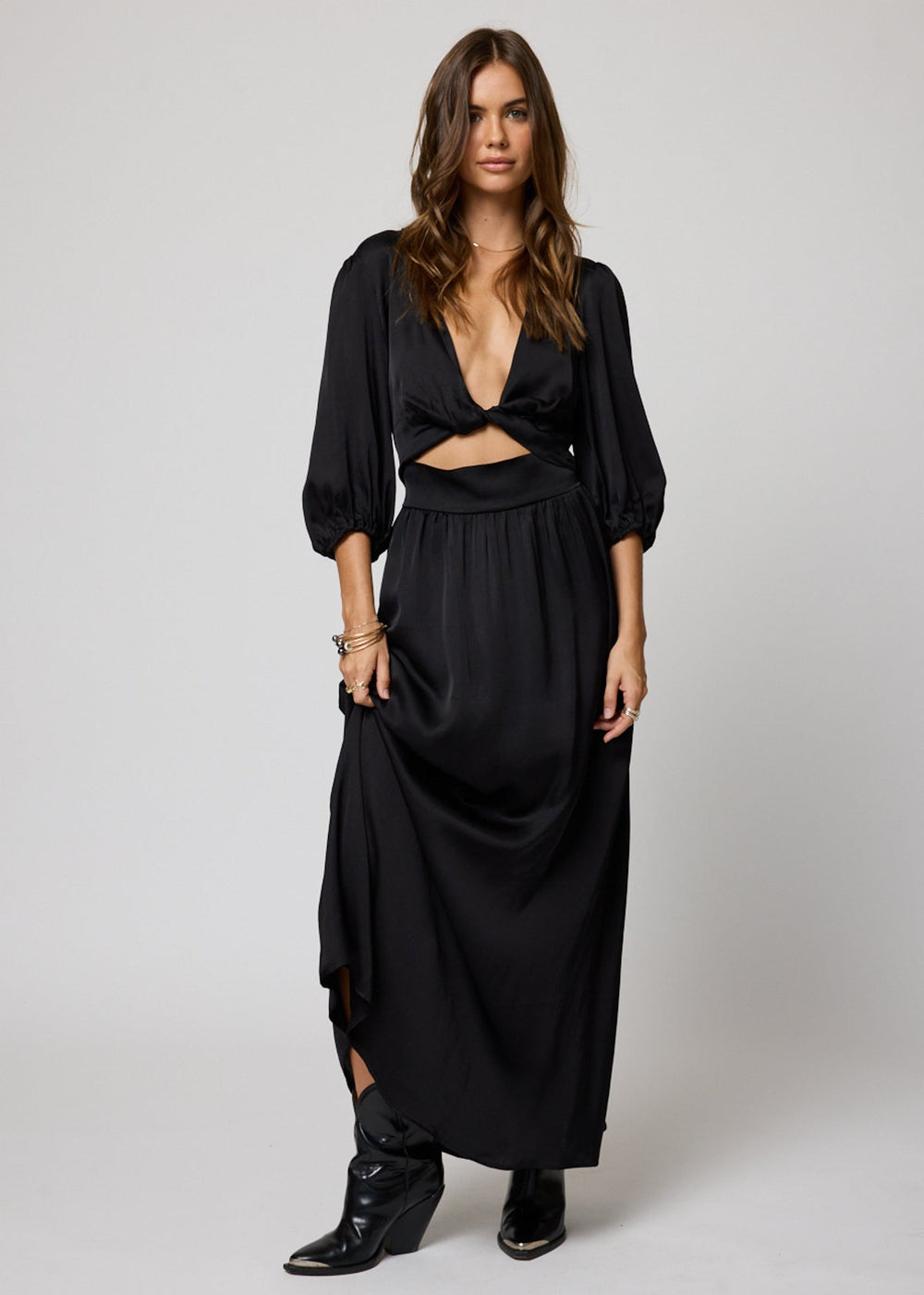 knot front cut out dress SILKY KNOT FRONT DRESS – STILLWATER