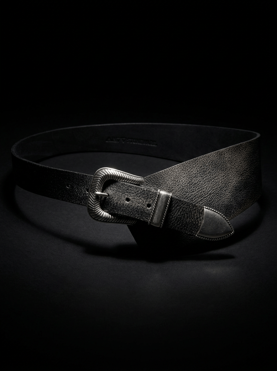 The Sadie Belt - Vintage Black Buffalo Leather