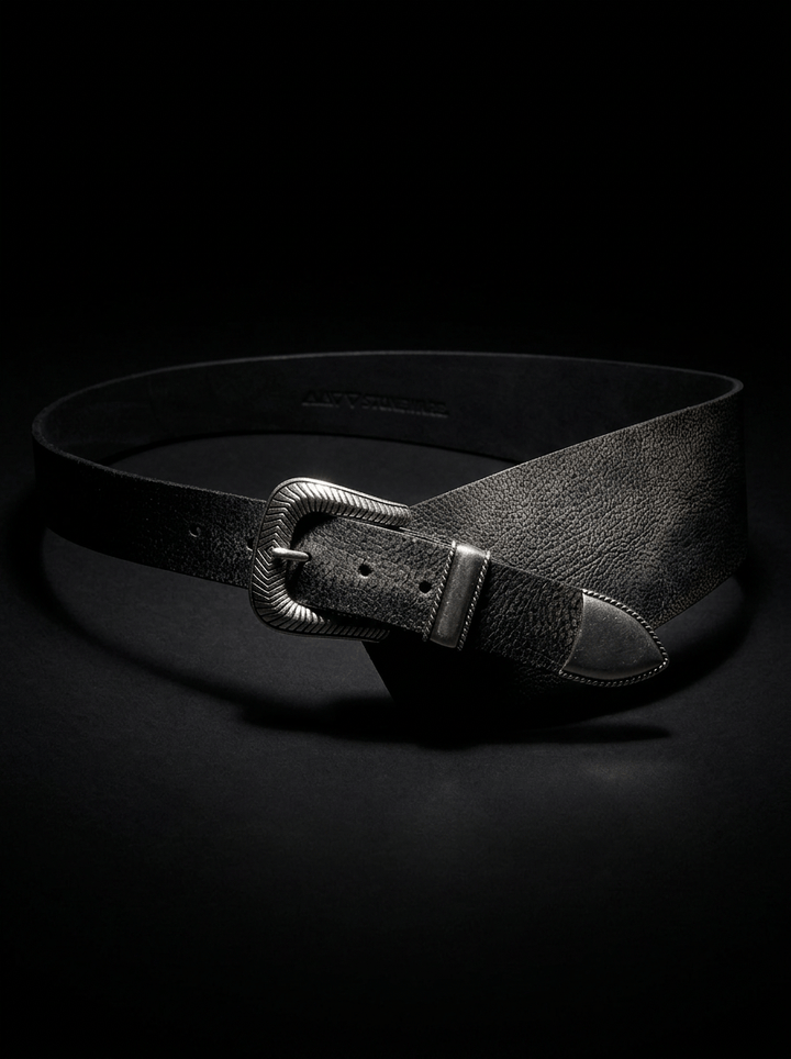 The Sadie Belt - Vintage Black Buffalo Leather