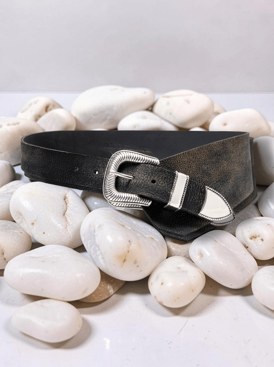 The Sadie Belt - Vintage Black Buffalo Leather