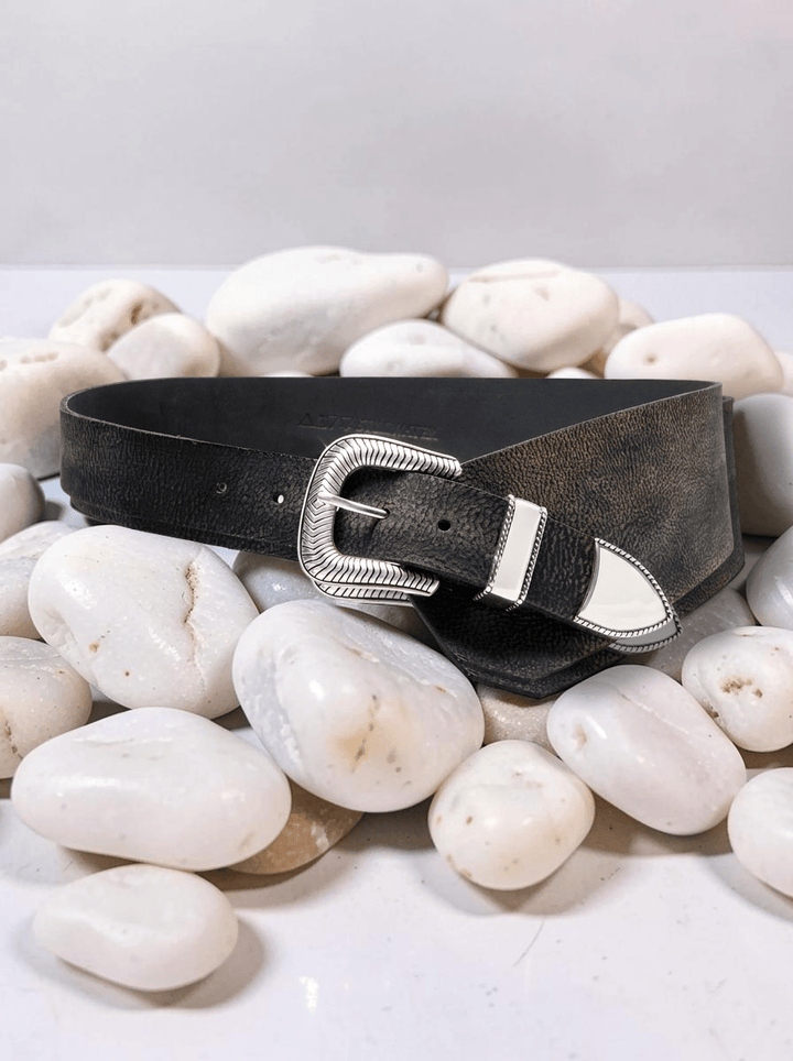 The Sadie Belt - Vintage Black Buffalo Leather