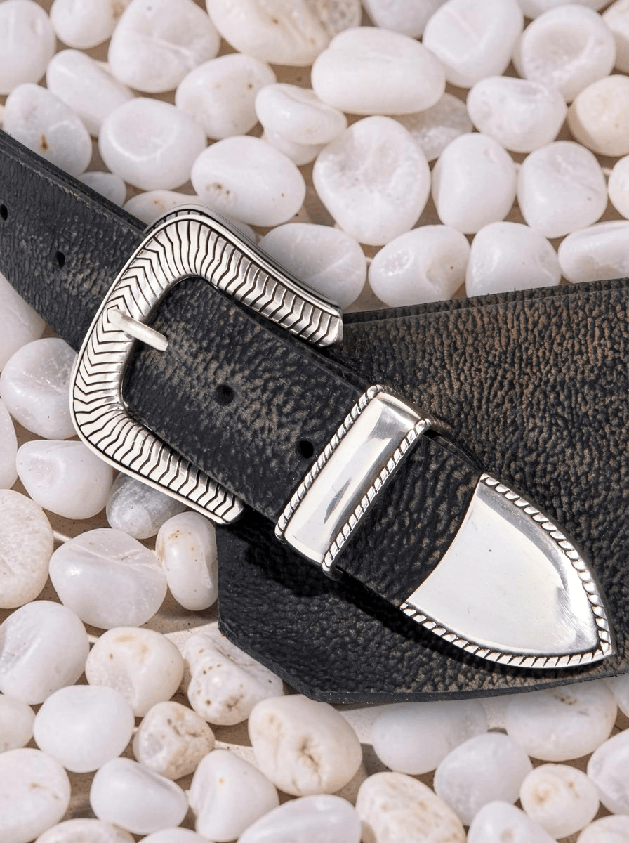 The Sadie Belt - Vintage Black Buffalo Leather