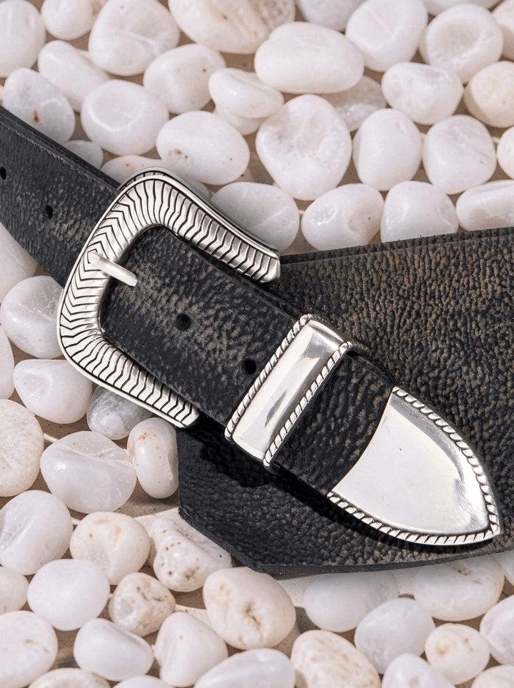 The Sadie Belt - Vintage Black Buffalo Leather