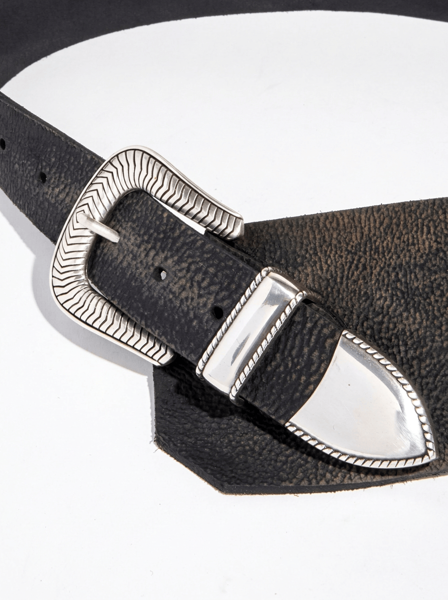 The Sadie Belt - Vintage Black Buffalo Leather