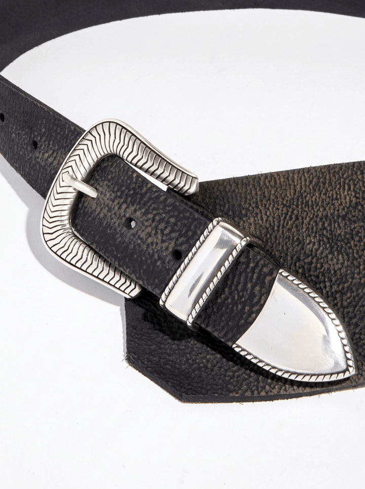 The Sadie Belt - Vintage Black Buffalo Leather