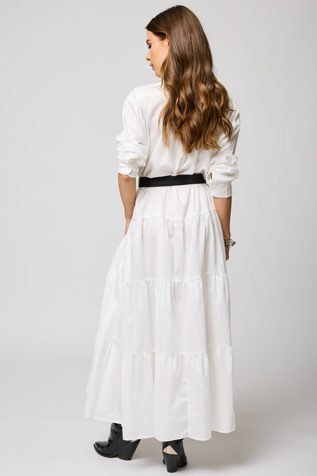 The Tiered Shirt Maxi Dress Small / White The Tiered Shirt Maxi Dress Small / White