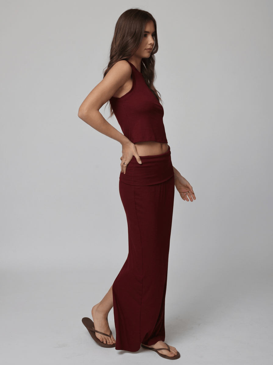 RIB FOLD OVER MAXI SKIRT