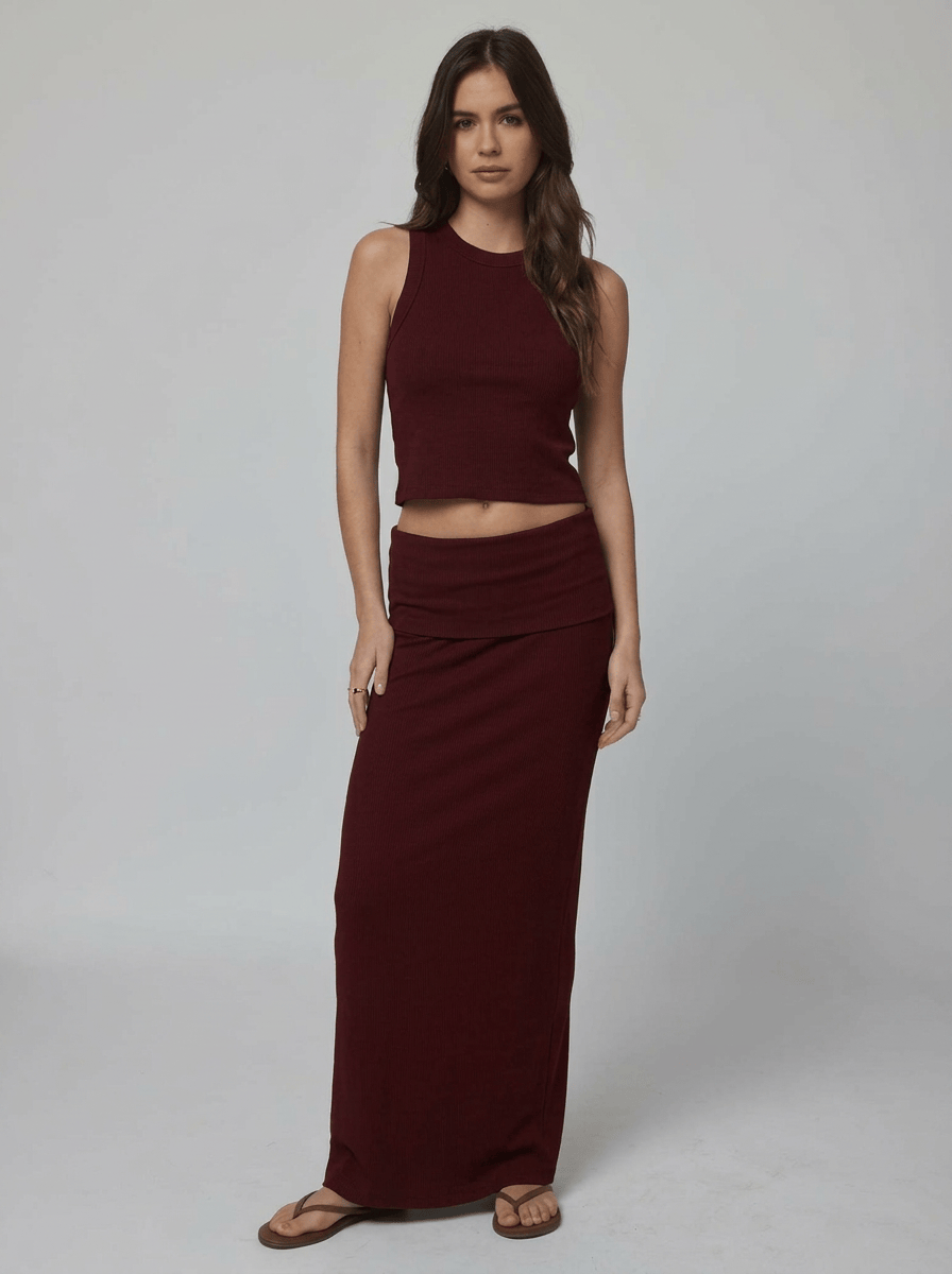 RIB FOLD OVER MAXI SKIRT
