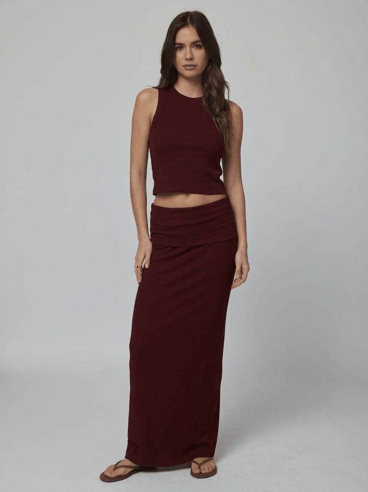 RIB FOLD OVER MAXI SKIRT