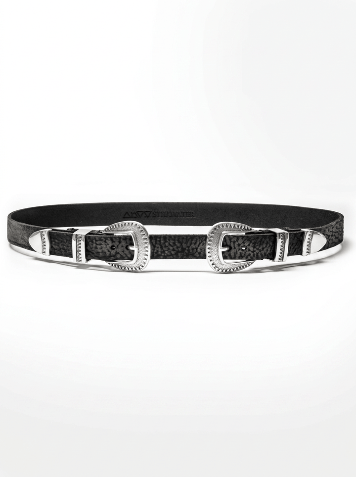 The Original Stillwater Belt - Vintage Black Buffalo Leather