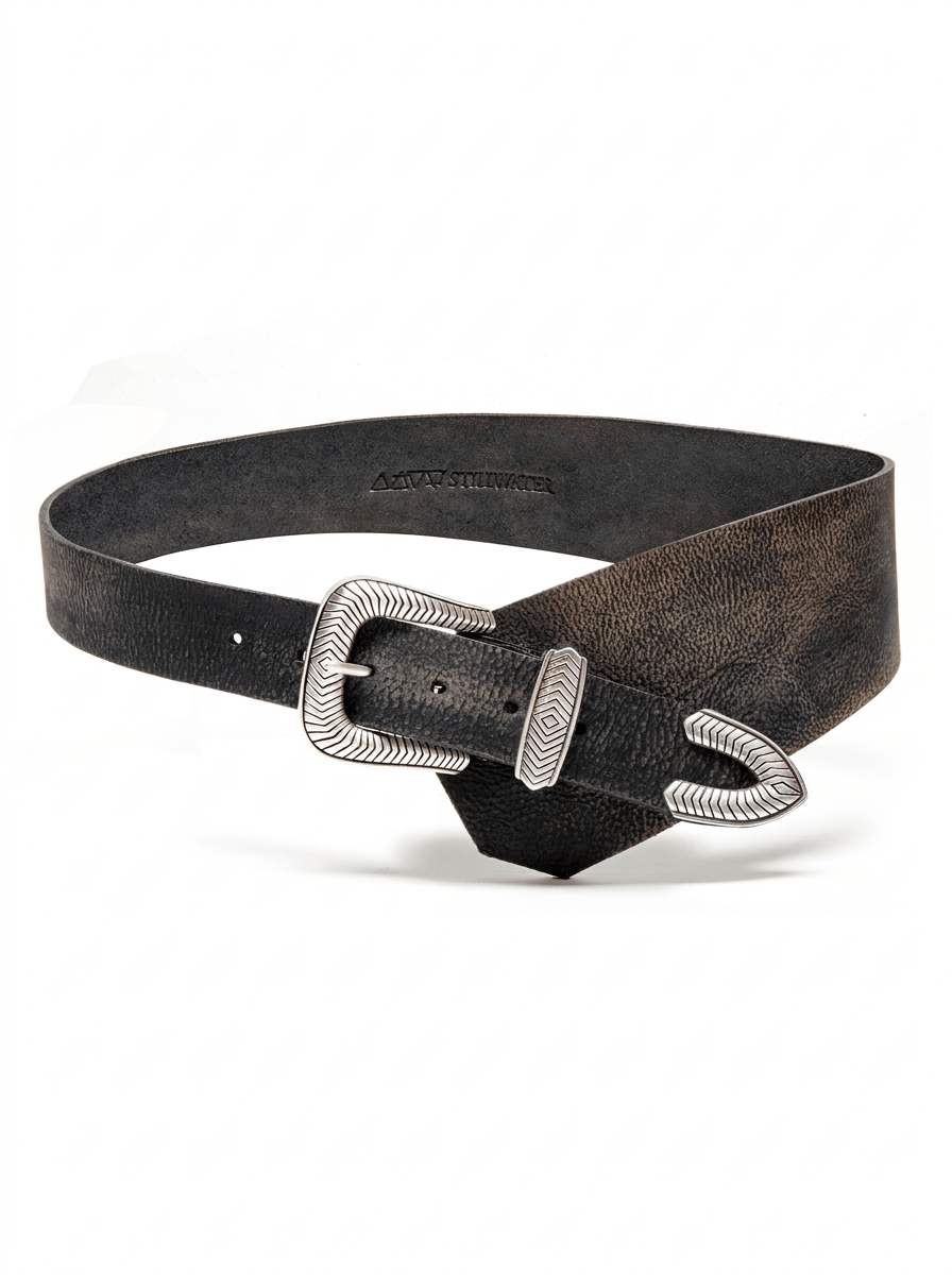 The Sadie Belt - Vintage Black Buffalo Leather