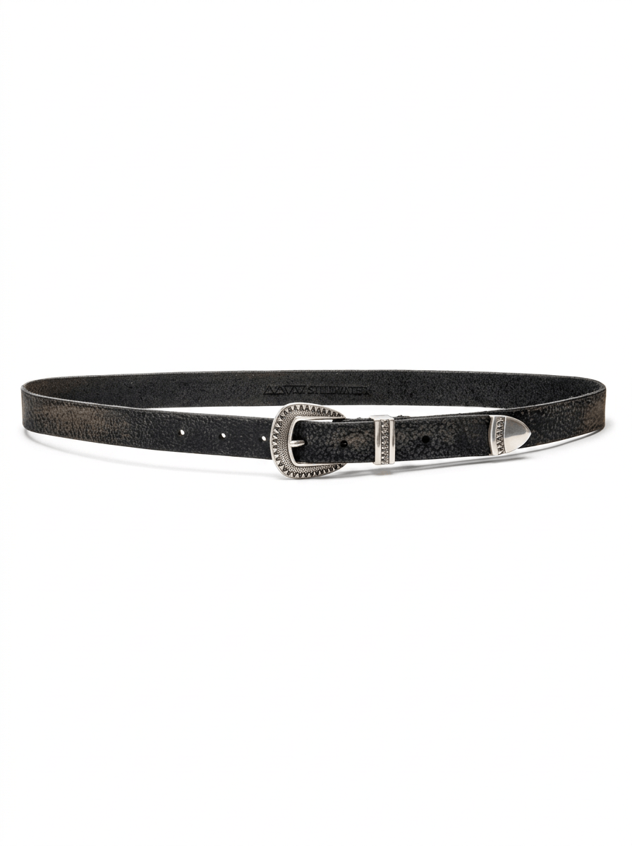 The Single Stillwater Belt - Vintage Black Buffalo Leather