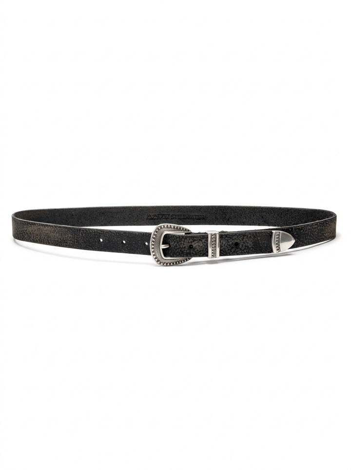 The Single Stillwater Belt - Vintage Black Buffalo Leather
