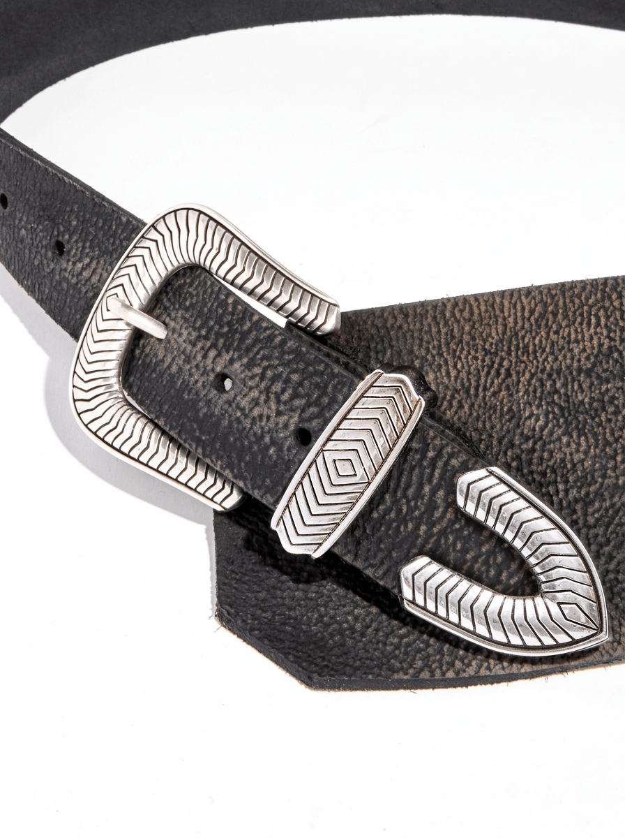 The Sadie Belt - Vintage Black Buffalo Leather