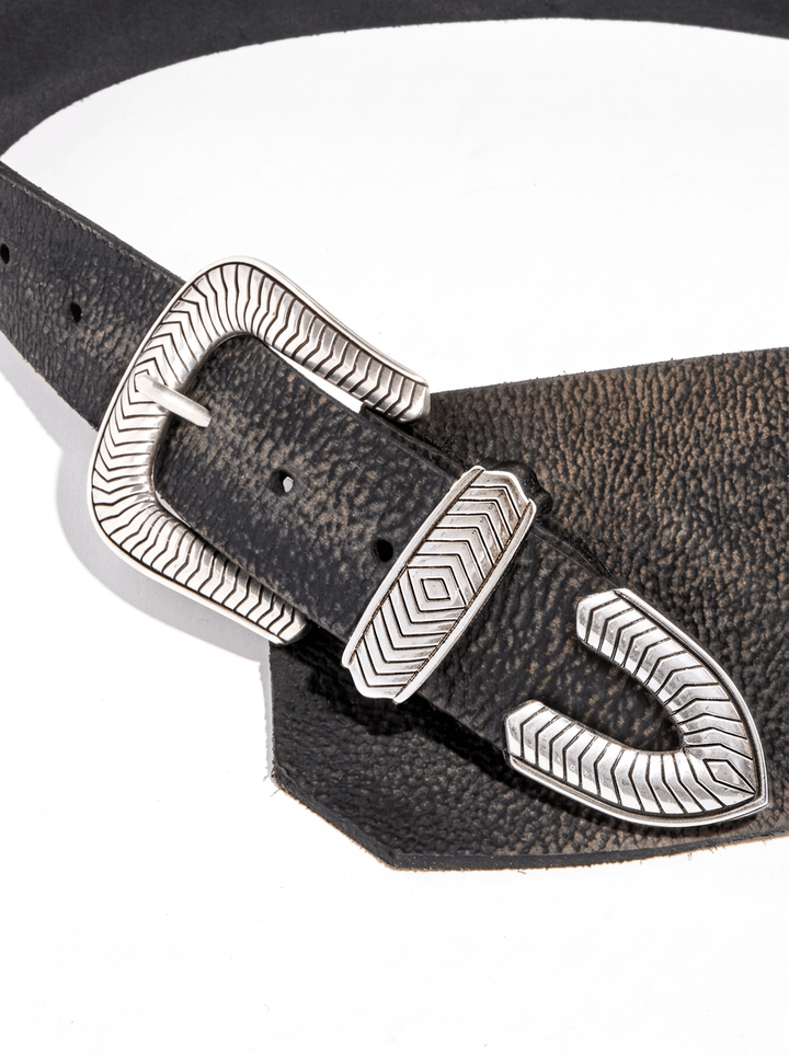 The Sadie Belt - Vintage Black Buffalo Leather