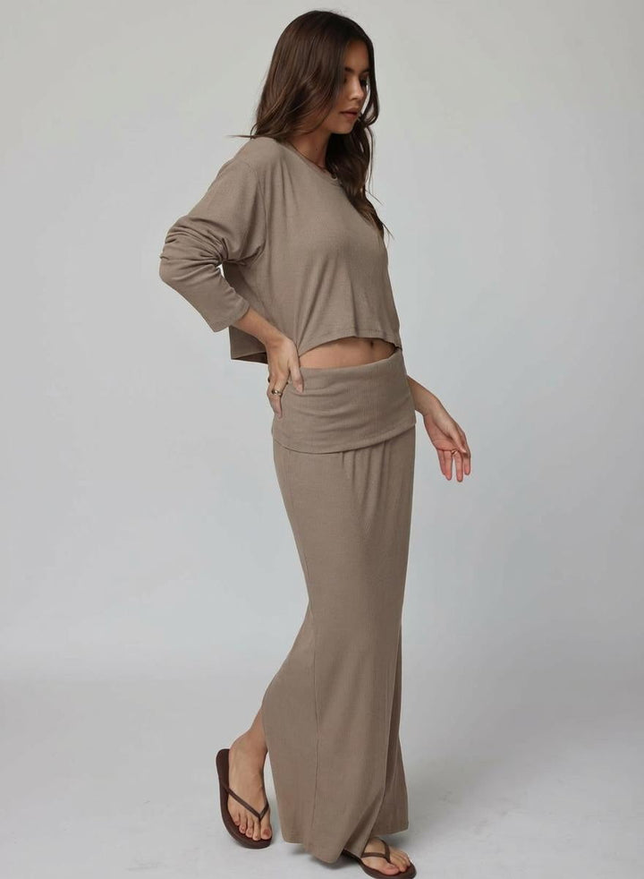 RIB FOLD DOWN MAXI SKIRT