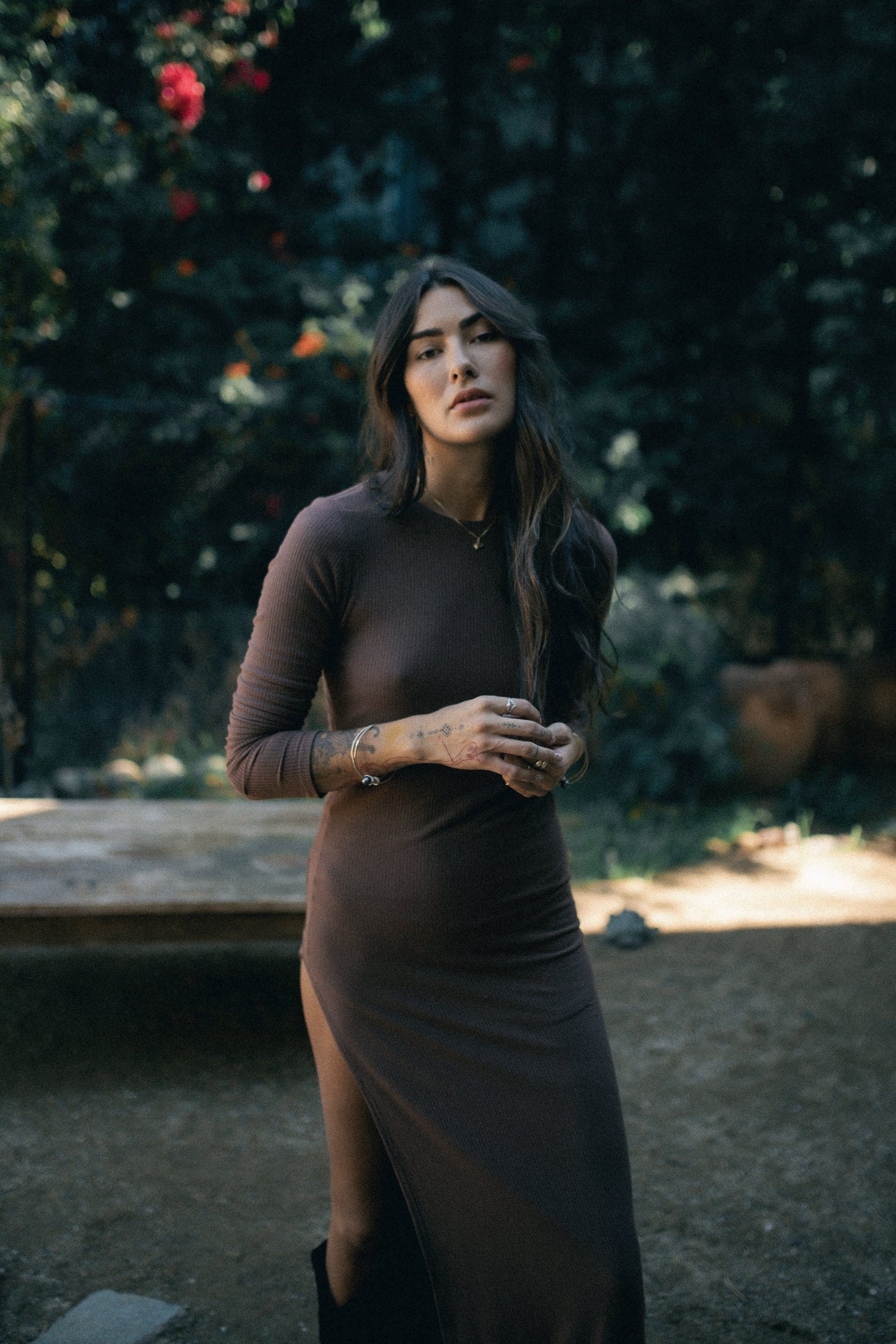 WIDE RIB LONG SLEEVE MAXI