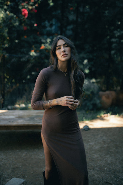 WIDE RIB LONG SLEEVE MAXI
