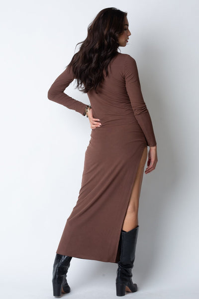 WIDE RIB LONG SLEEVE MAXI