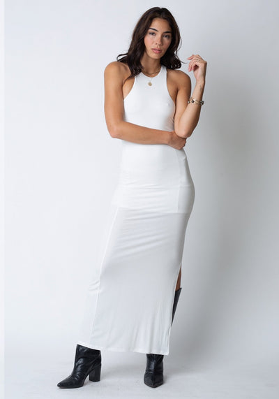 WIDE RIB CUT AWAY MAXI DRESS