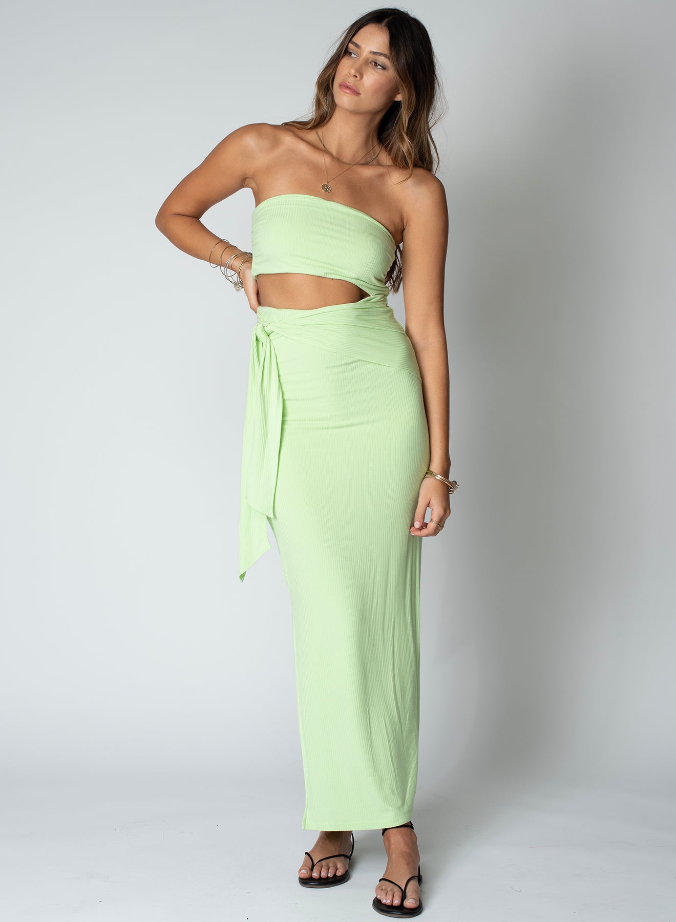 WIDE RIB BAJA NIGHTS CUT OUT DRESS SMALL / LIME WIDE RIB BAJA NIGHTS CUT OUT DRESS SMALL / LIME