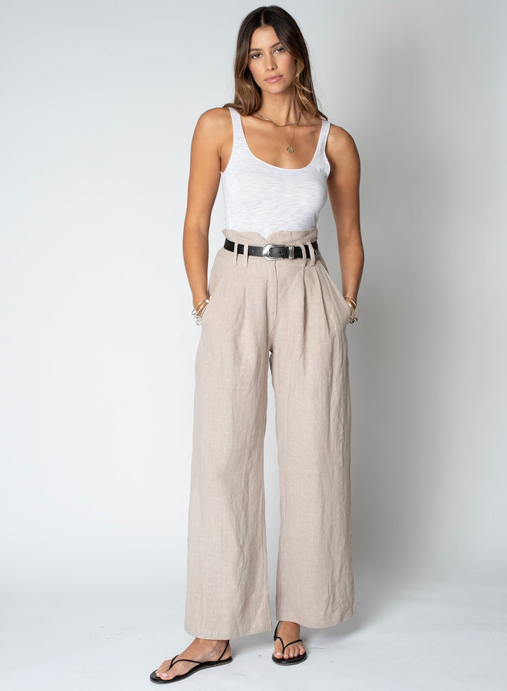 LINEN NOTCH WAIST PANT