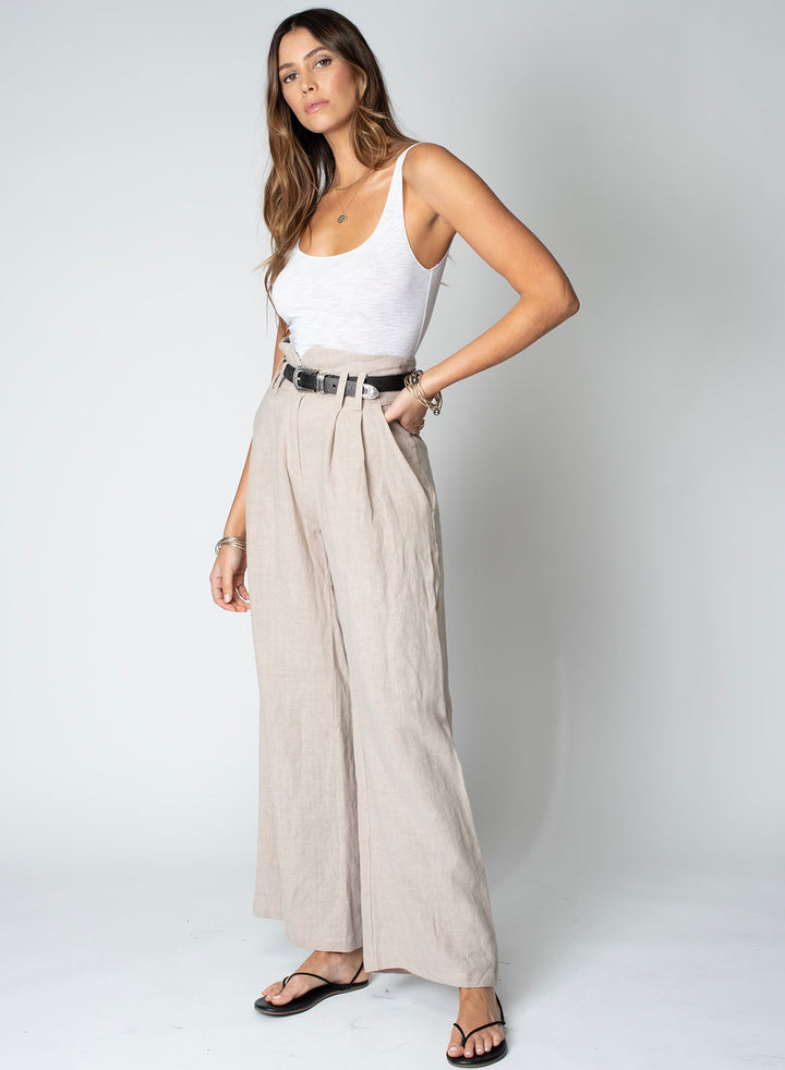 LINEN NOTCH WAIST PANT