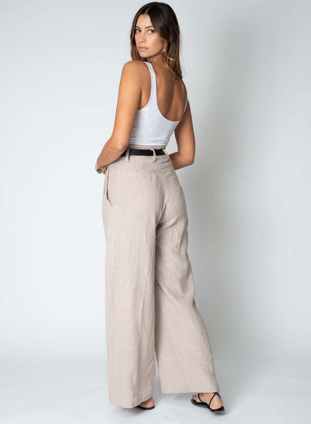 LINEN NOTCH WAIST PANT