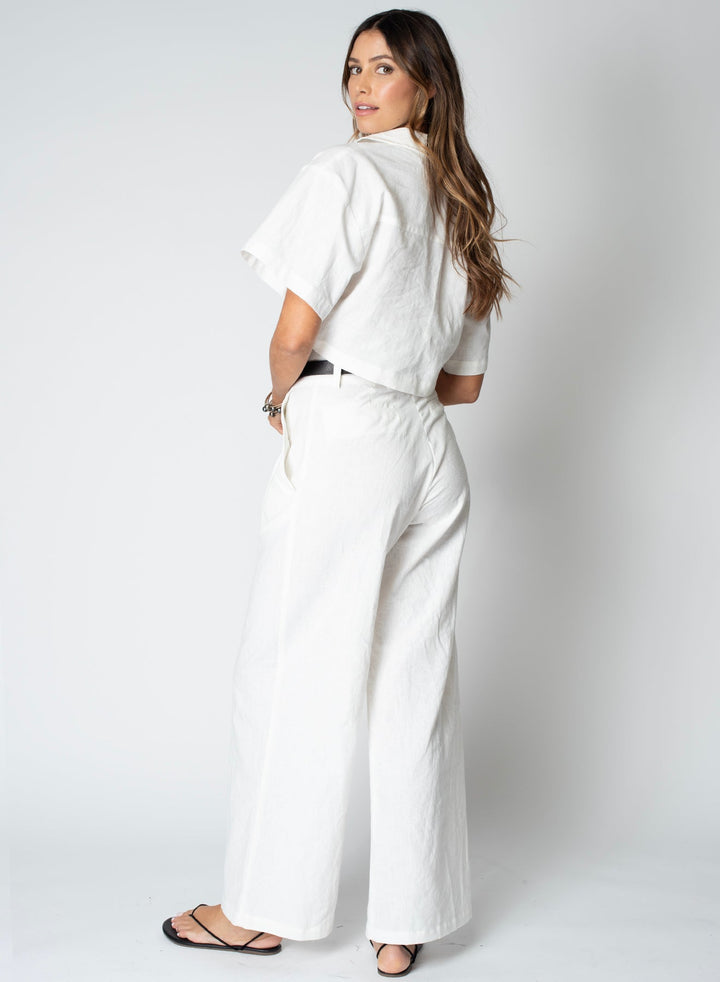 LINEN KNOT FRONT SHORT SLEEVE SHIRT