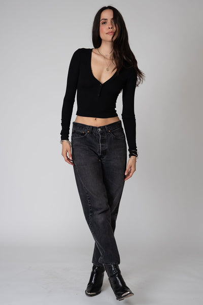 RIB CROP HENLEY