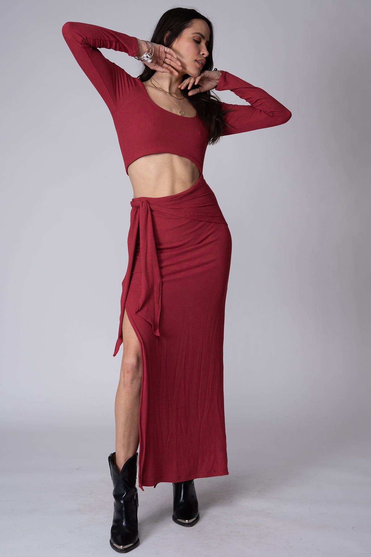 WIDE RIB VENTANAS CUT OUT DRESS