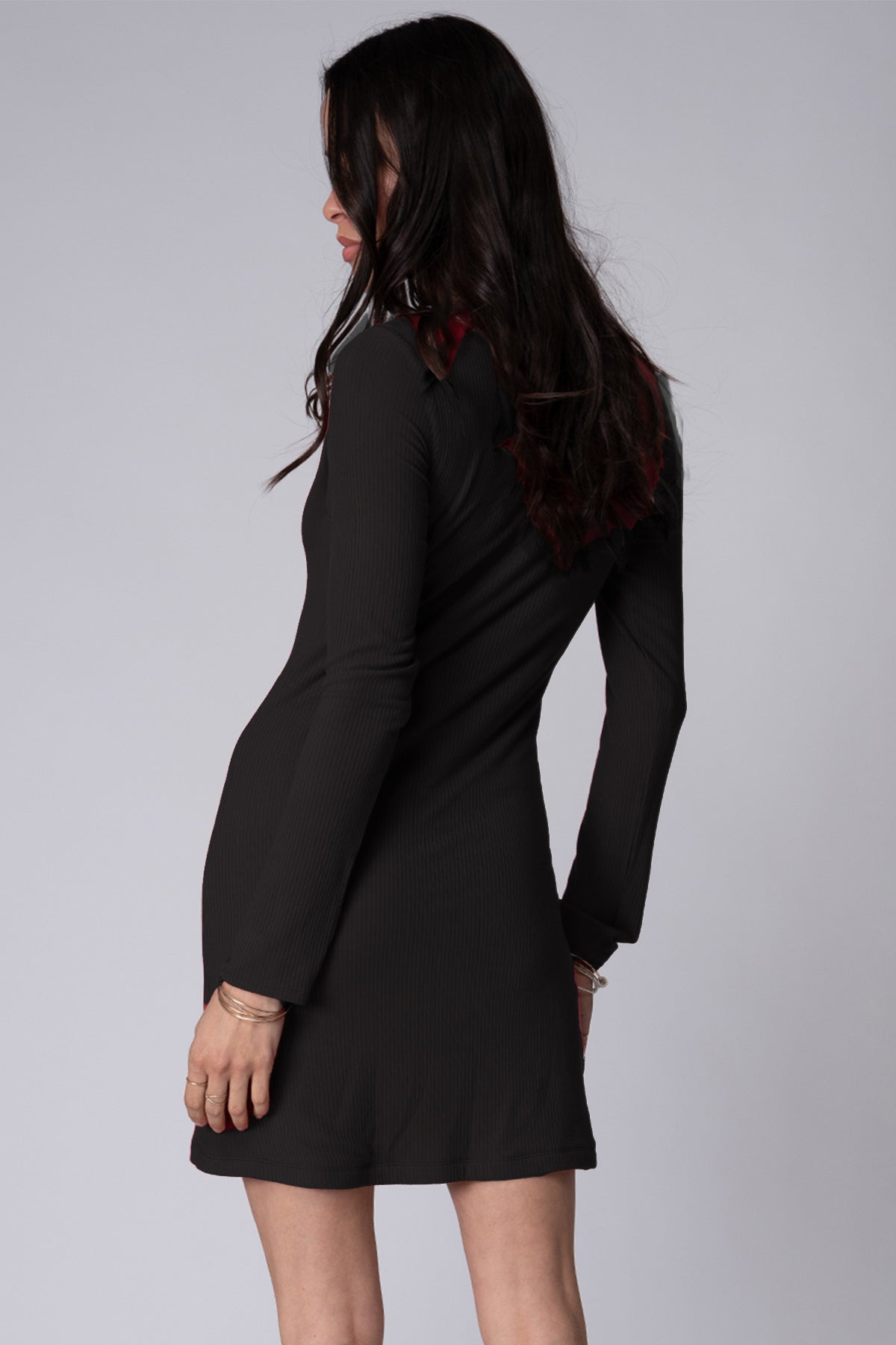 WIDE RIB LONG SLEEVE COLETTE MINI DRESS