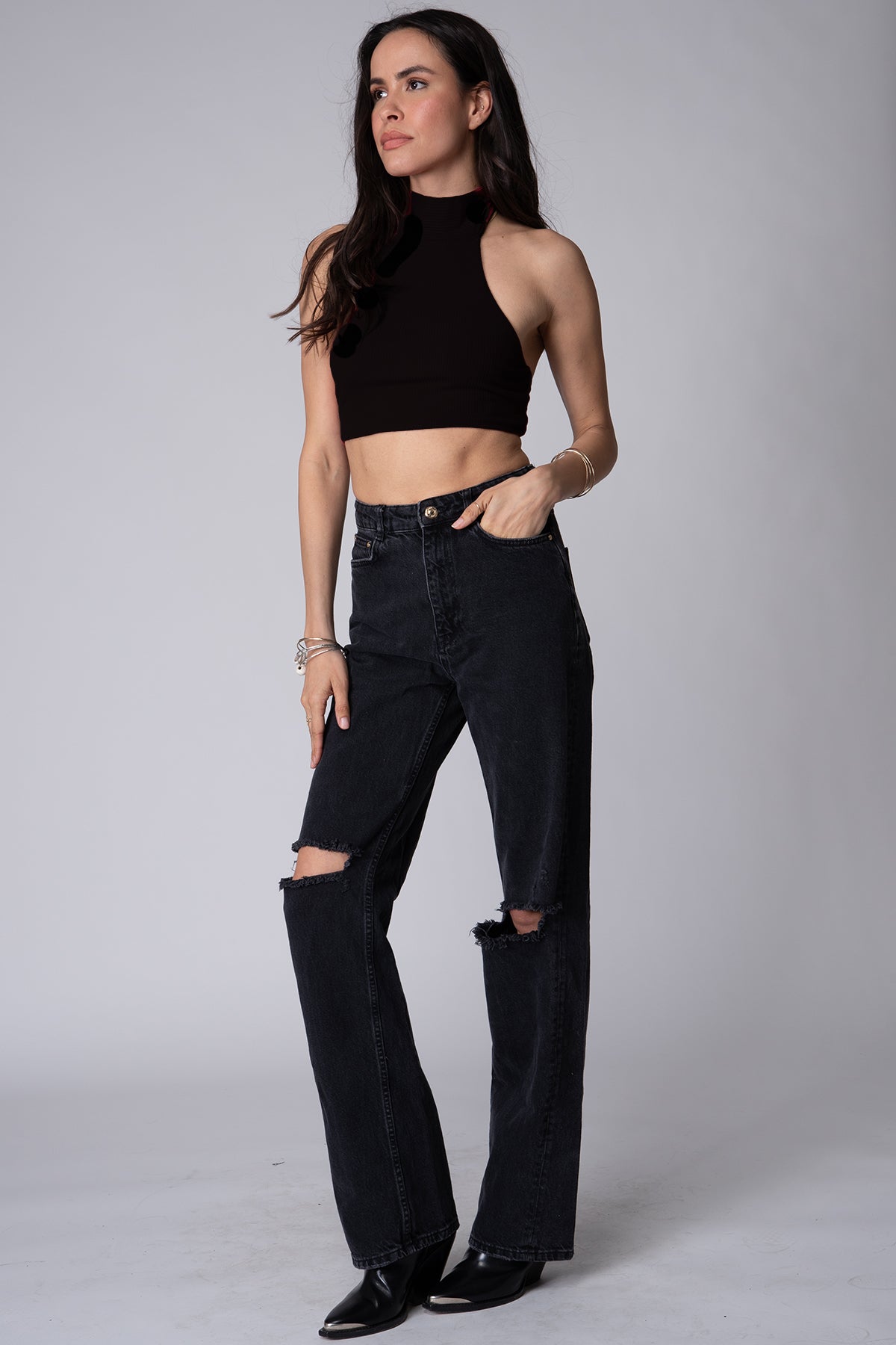 WIDE RIB HALTER TOP