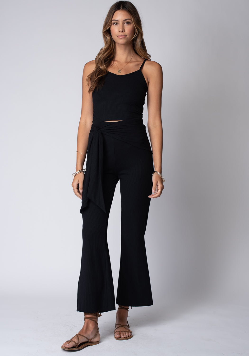 THE TIED WAIST WIDE LEG RIB PANT