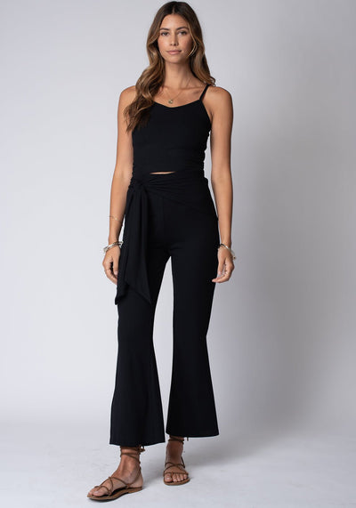 THE TIED WAIST WIDE LEG RIB PANT