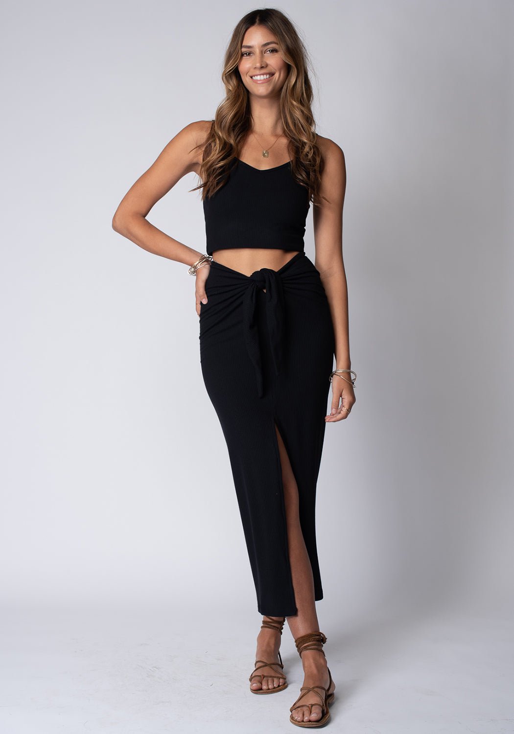 TIED RIB MAXI SKIRT